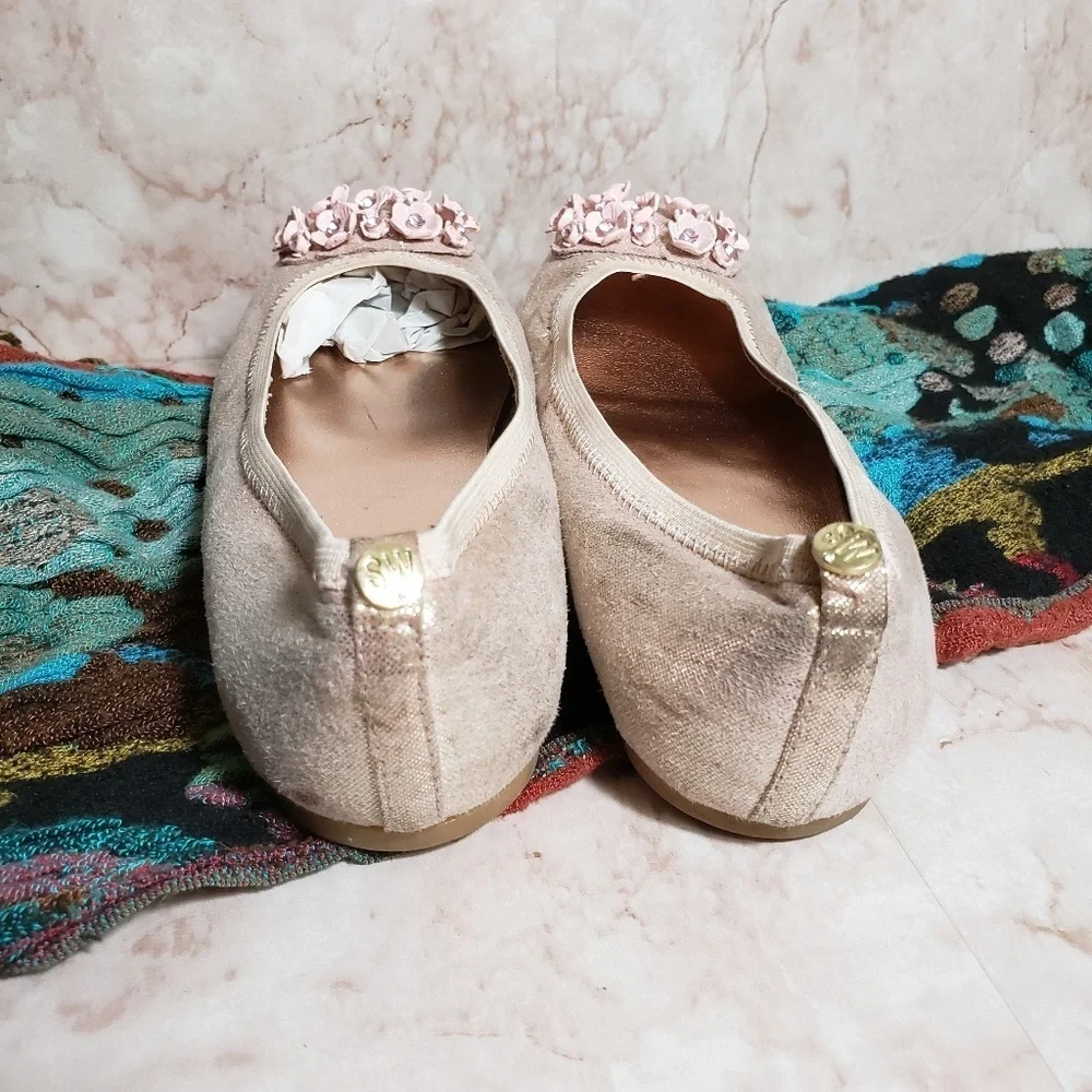 Stuart Weitzman pink iridescent loafes ballerina flats size 4
